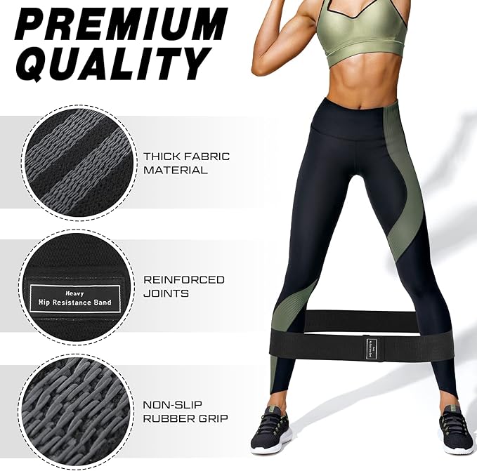 12 Pcs Fabric Resistance Bands for Working Out Booty Workout Stretch Exercise Bands Non Slip for Legs Squat Resistance Loop for Women Men Starter Butt Hip Thigh Fitness-GravixFit