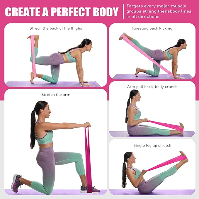 Resistance Bands, Exercise Bands, Physical Therapy Bands for Strength Training, Yoga, Pilates, Stretch Elastic Band with Different Strengths, Workout Bands for Home Gym-GravixFit