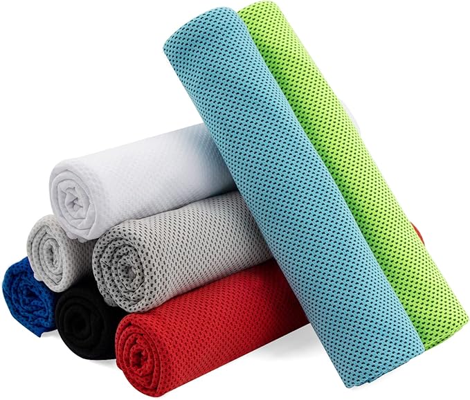 8 Packs Cooling Towel (40 x 12), Ice Towel, Microfiber, Soft Breathable Chilly Towel Stay Cool for Yoga, Workout, Sport, Gym, Camping, Fitness, Running, Workout & More Activities - Multicolor-GravixFit