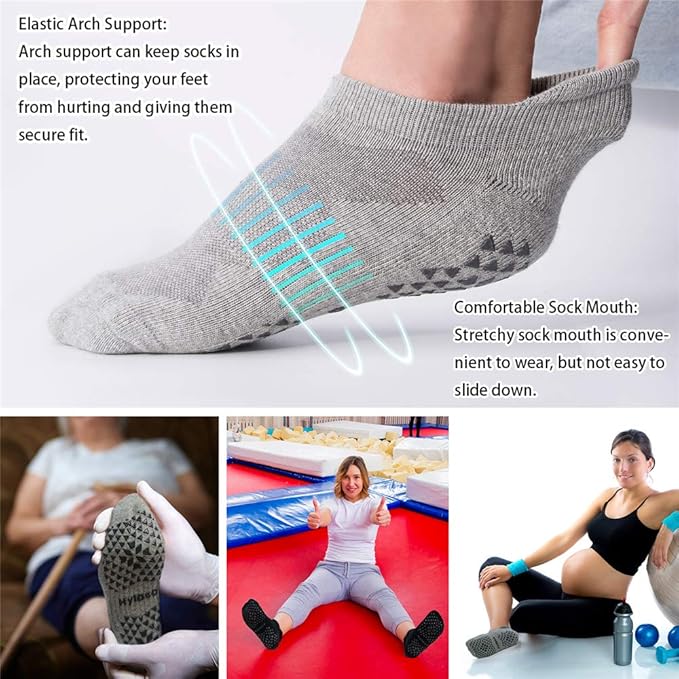 Hylaea Unisex Non Slip Socks with Grip for Yoga, Hospital, Pilates, Barre | Ankle, Cushioned-GravixFit
