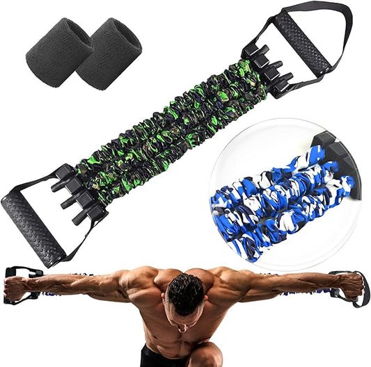Natural Latex 3-Hole Resistance Stretcher, 2025 New Chest Expander Stretch Bands for Men, High Elasticity & Tear Resistant Exercise Bands with Handles, Full-Body Basic Training-GravixFit