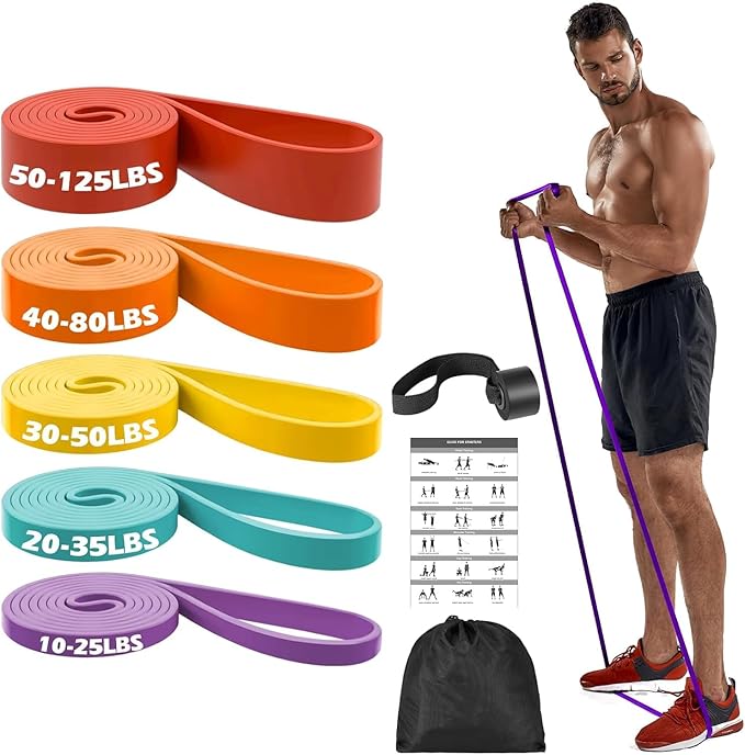 Zacro Resistance Bands, 6 Resistance Levels Pull Up Assistance Bands, Exercise Bands for Men&Women, Heavy Duty Resistance Band Set with Door Anchor, for Working Out, Muscle Training, Physical Therapy-GravixFit