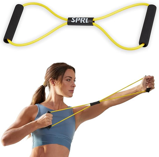 SPRI Ultra Toner Figure 8 Resistance Band with Padded Handles Great for Stretch, Exercise, Fitness Training, Yoga, Resistance Weights, Therapy, Gym or Home Workout Equipment.-GravixFit