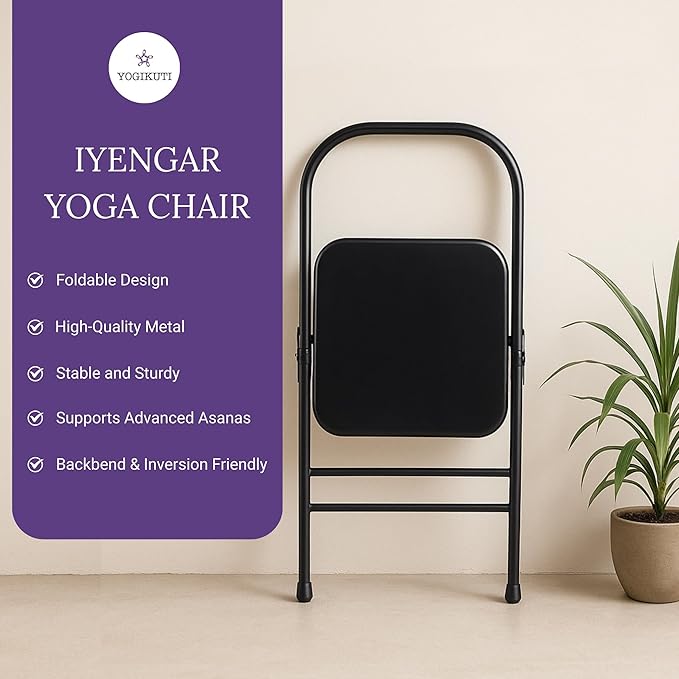 Yogikuti Yoga Chair(Standard) Backless/Folding Chair for Restorative & Iyengar Yoga Practie, Meditation/Fitness-GravixFit