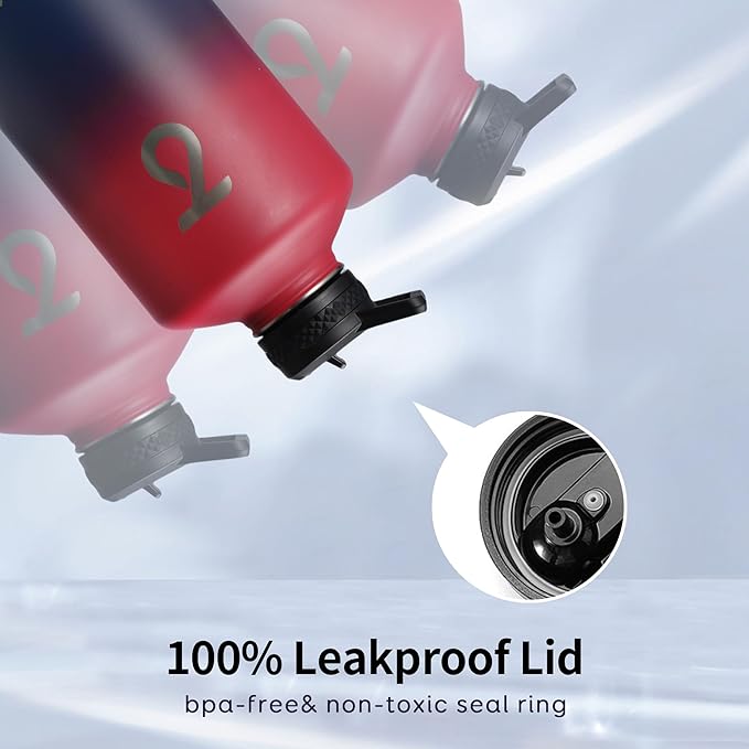 Trebo 1 Gallon Water Bottle Insulated with Paracord Handle and Straw,128oz Vacuum Double Wall Stainless Steel Large Jug,Keep Ice Cold 48hrs, Leakproof Sports Gym Flask for Men Women, Ruby Red-GravixFit