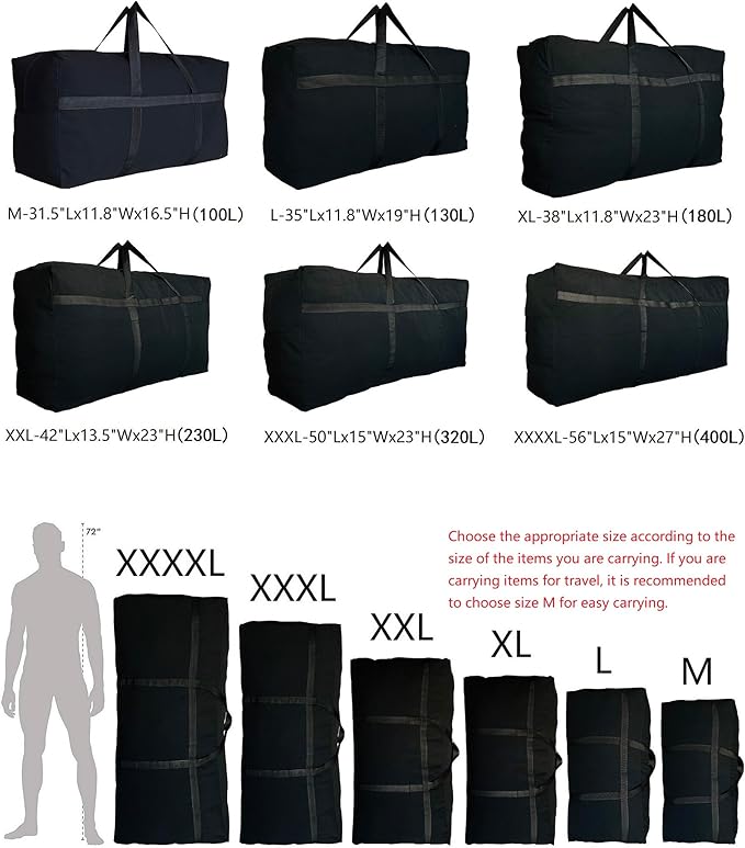Extra Large Storage Duffle Bag with Zippers and Handles, Big Foldable Duffle Bag for Travel-GravixFit