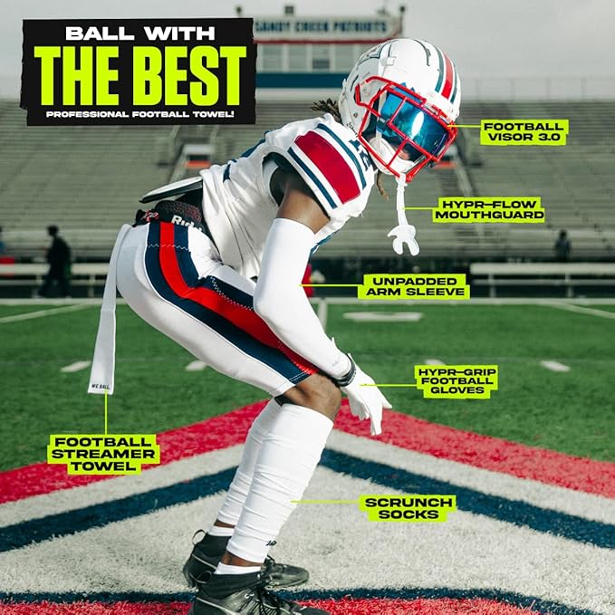 Streamer Football Towel, Sports Towel with Hook and Loop Fastener to Clean Football Visor and Gloves (Green, Adult)-GravixFit