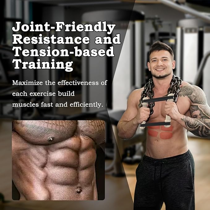 Rip Stick Portable Upper Body & Chest Workout Equipment with Adjustable Resistance Bands, Wooden Handles, Shoulder & Joint Rehab Home Gym – Muscle Strength & Flexibility Training (8 Bands Included)-GravixFit