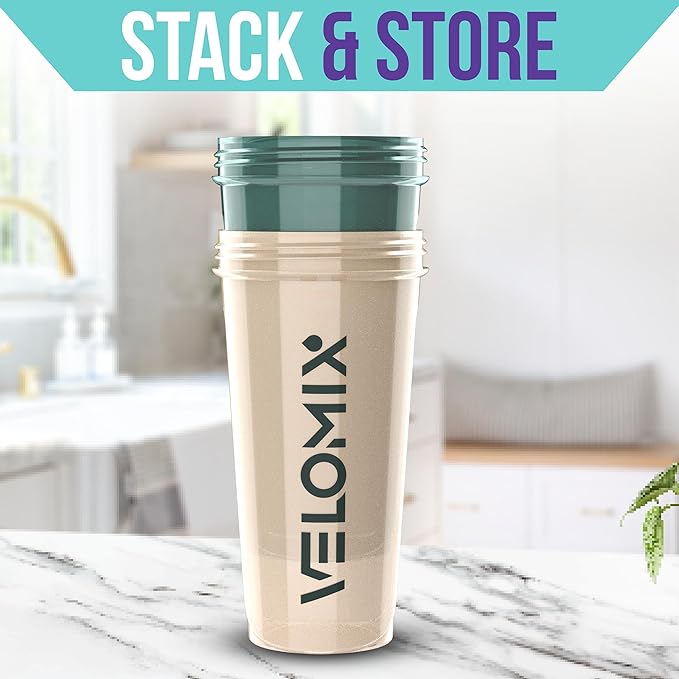 '-2 Pack- 28 oz Protein Shaker Bottles for Protein Mixes - 2x Wire Whisk | Leak Proof Shaker Cups for Protein Shakes | Protein Shaker Bottle Pack | Shakers for Protein Shakes-Blue&Beige-GravixFit