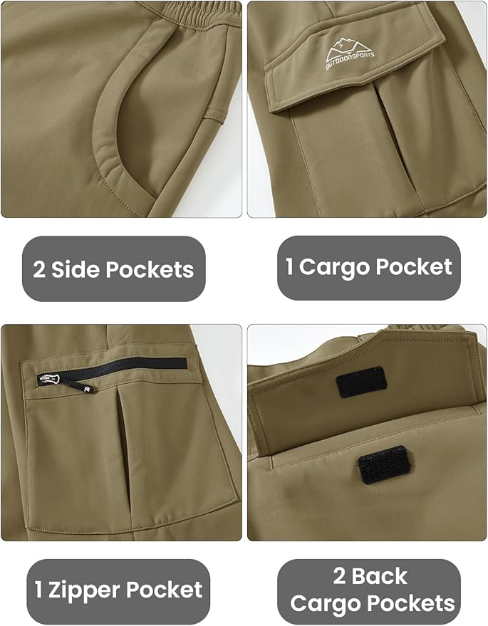 TBMPOY Men's Snow Ski Fleece Lined Hiking Pants Waterproof Winter Snowboard Warm Outdoor Insulated Pants Windproof