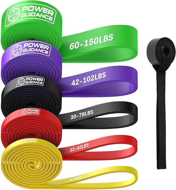 POWER GUIDANCE Resistance Bands, Set of 5 Pull Up Bands, Pull Up Assistance Bands, Exercise Bands, Resistance Bands Set for Legs, Working Out, Muscle Training, Physical Therapy, Shape Body-GravixFit
