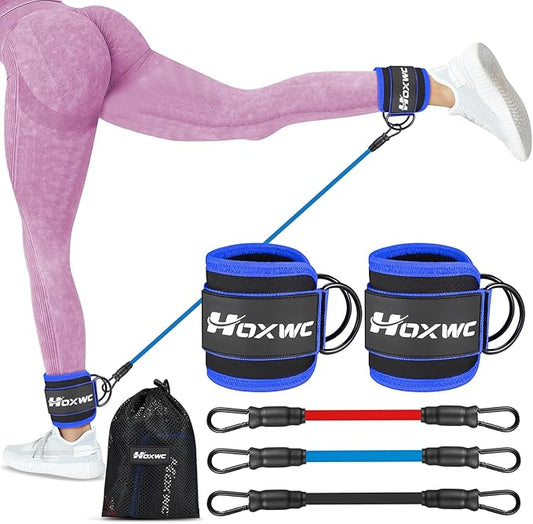 Ankle Resistance Bands with Cuffs, Ankle Bands for Working Out, Ankle Resistance Band for Leg, Booty Workout Equipment for Kickbacks Hip Fitness Training, Exercise Bands for Butt Lift Women-GravixFit