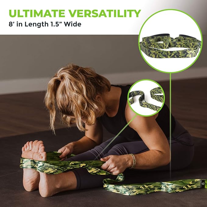 Gradient Fitness Stretching Strap for Physical Therapy, 12 Multi-Loop Stretch Strap 1.5" W x 8' L, Neoprene Handles, Physical Therapy Equipment, Yoga Straps for Stretching, Leg Stretcher.-GravixFit