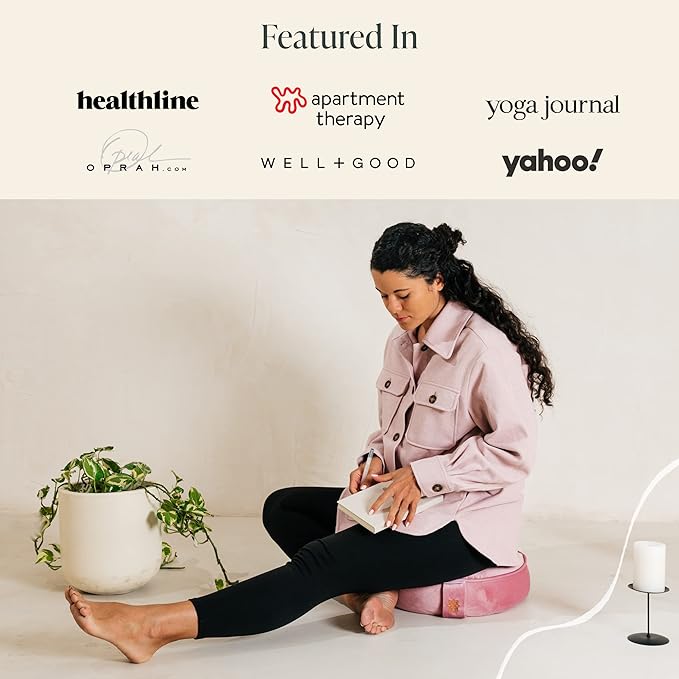 Mindful and Modern Velvet Meditation Cushion - Luxury Zafu Floor Pillow for Yoga - Large Buckwheat Meditation Pillow with Luxe Removable Cover in Six Colors-GravixFit
