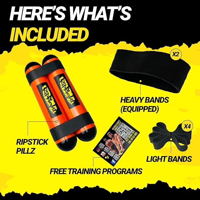 Premium RipStick Pillz, Workout Equipment for Joint Rehab, Shoulder Strength, Resistance Training, and Muscle Building, with 6 Adjustable Resistance Bands-GravixFit