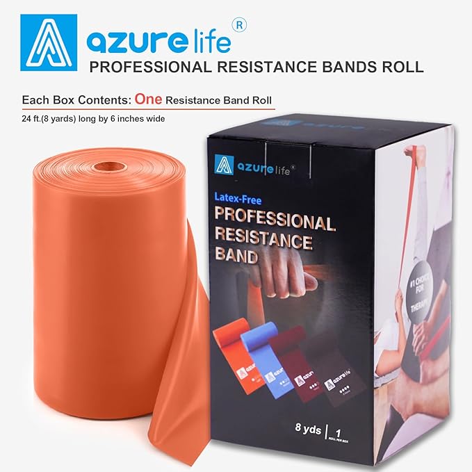 Professional 8 Yards Bulk Resistance Bands Rolls or 5,6,7 ft. Long Non-Latex Elastic Exercise Bands, Stretch Bands for PT, Yoga, Pilates, Rehab, at-Home or The Gym Workouts-GravixFit