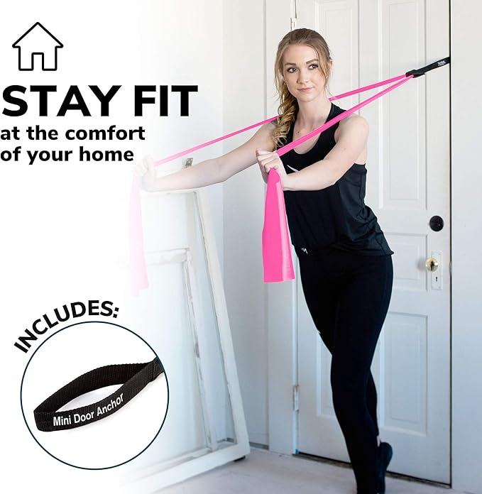 7Ft Long Resistance Bands for Stretching - Resistance Bands Set with Door Anchor - Exercise Bands Including Carry Pouch, E-Book & App - Latex-Free Workout Bands-GravixFit