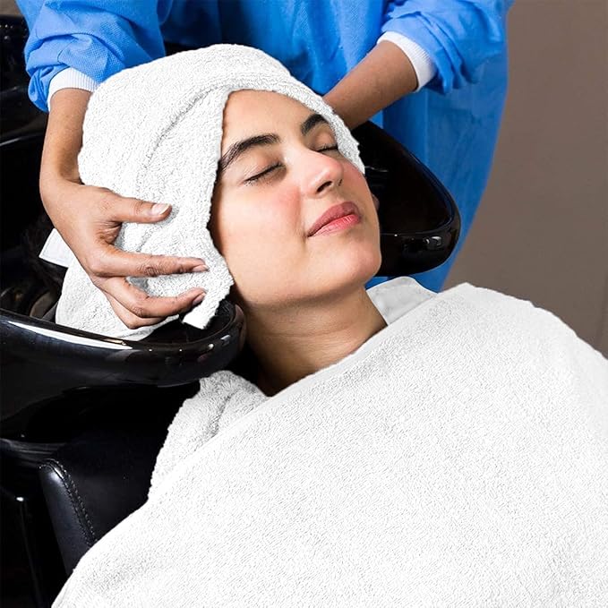 Avalon Salon Towel - White Hand Towels Bulk Pack of 24-100% Cotton Absorbent Spa, Facial & Gym Towels for Working Out - 16x27 Inches (Not Bleach Proof)-GravixFit