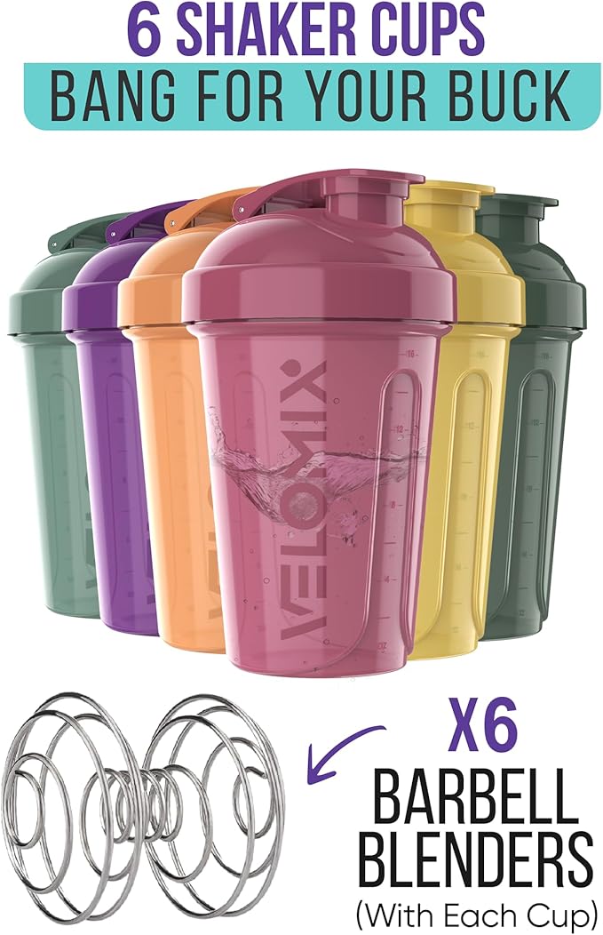 '-6 PACK- 20 OZ Protein Shaker Bottles for Protein Mixes, Shaker Cups for Protein Shakes, Small Shaker Bottle Pack, Shaker Cup, Shakers for protein Shakes (Nature Tones - 6 Pack)-GravixFit