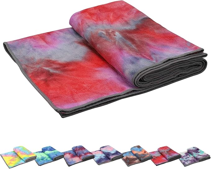 Yoga Towels , Non Slip Hot Yoga Towel Skidless Waffle Texture, 100% Absorbent Odorless Microfiber Yoga Blanket, Standard Sized 24 inchx72 inch Mat Towel (Pink & Red)1-GravixFit