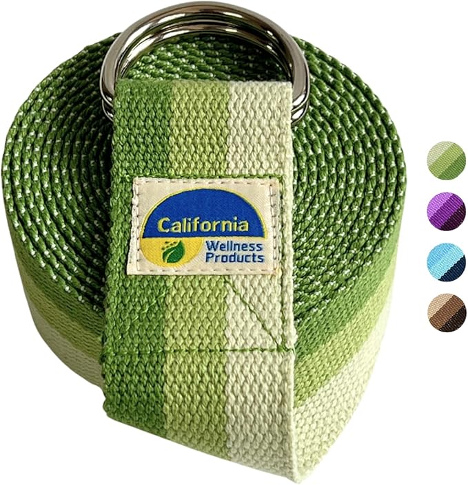 California Yoga Strap | Yoga Belt with Safe Adjustable D-Ring Buckle for Pilates | Stretching Strap | Exercise Bands | Physical Therapy | Improves Sitting Posture-GravixFit