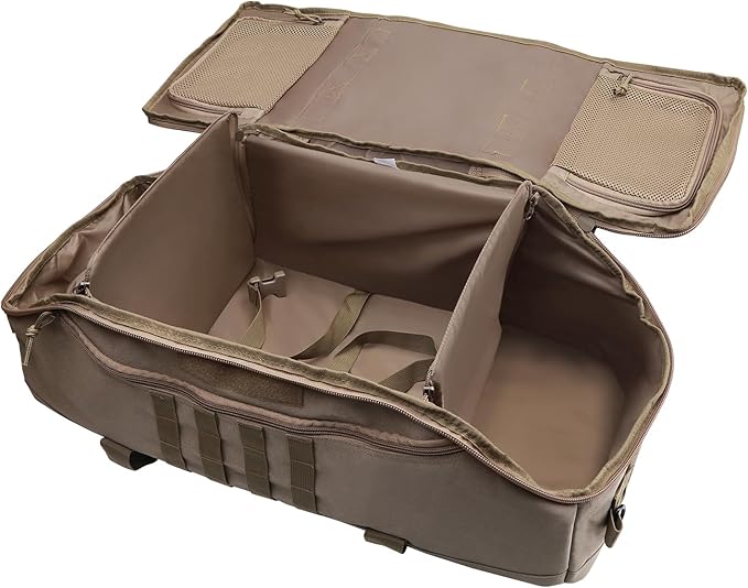 55L Large Duffle Bag, 3-in-1 Tactical Backpack MOLLE Pack for Gym, Sports, Outdoor, Coyote-GravixFit