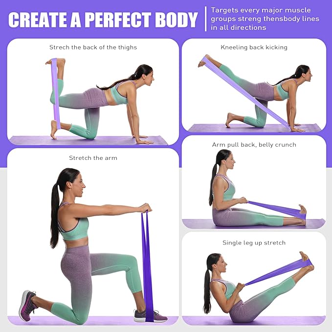 Resistance Bands, Exercise Bands, Physical Therapy Bands for Strength Training, Yoga, Pilates, Stretch Elastic Band with Different Strengths, Workout Bands for Home Gym-GravixFit