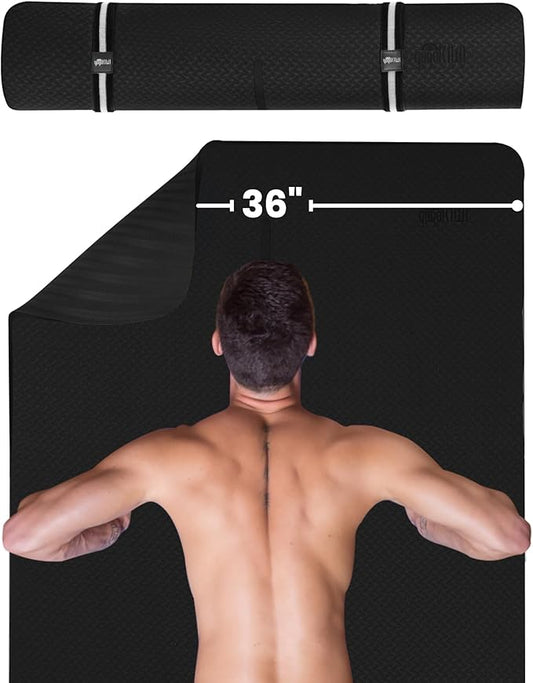 Extra Wide Yoga Mat for Men Women (72"L x 36"W) Non Slip Fitness & Exercise Mat with Alignment Marks for Yoga, Pilates, Floor Workouts-GravixFit