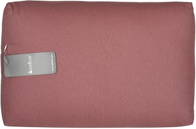 Rectangular Yoga Bolster Pillow, 18" x 12" x 6", Pink Cotton-GravixFit