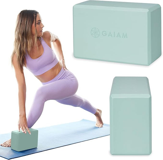 Gaiam Yoga Block - Supportive Latex-Free Eva Foam - Soft Non-Slip Surface with Beveled Edges for Yoga, Pilates, Meditation - Yoga Accessories for Stability, Balance, Deepen Stretches-GravixFit