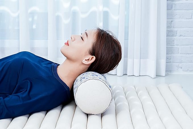Leewadee Small Yoga Bolster – Shape-Retaining Cervical Neck Roll, Tube Pillow for Comfortable Reading, Kapok Filling, 22 x 6 x 6 inches-GravixFit