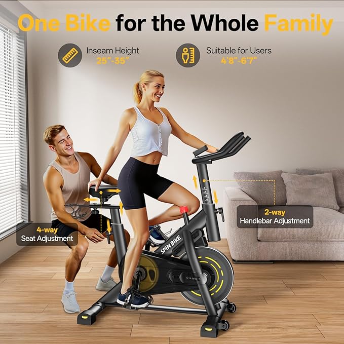 YAMO Exercise Bike, Upgraded Stationary Bikes for Home Cardio with App Compatible, Adjustable Quiet Magnetic Resistance Indoor Cycling Bike 300 LBS Capacity Comfortable Seat Cushion & Tablet Mount-GravixFit