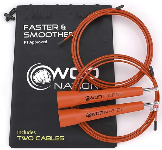 WOD Nation Adjustable Speed Jump Rope For Men, Women & Children - Blazing Fast Fitness Skipping Rope Perfect for Boxing, MMA, Endurance-GravixFit