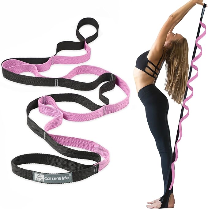 Premium Durable Stretch Straps with Loops, Stretching Strap for Physical Therapy, Multi-Loop Yoga Strap Fitness Exercise Strap for Yoga, Pilates, Dance, Flexibility&Exercise-GravixFit