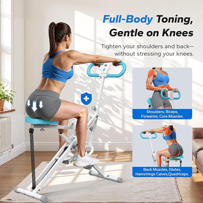 Squat Machine, MERACH R07 2 in 1 Squat Rowing Machine, Easy Setup & Foldable Exercise Equipment, Glute Trainer Machine, Glutes & Leg Home Workout Machine-GravixFit