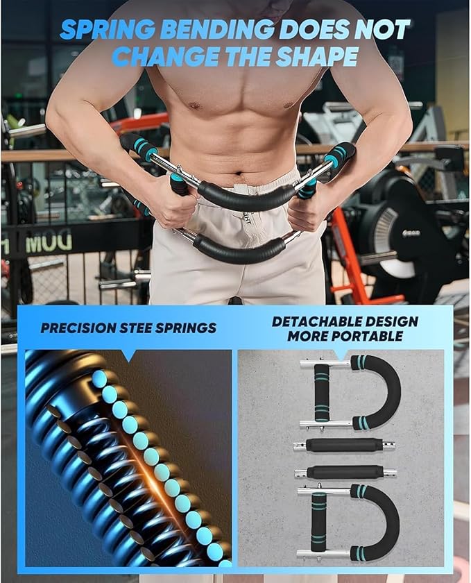 LYKAN Twister Arm Trainer, 40-100lb Adjustable Chest Workout Equipment, Arm Trainer, Twister Arm Trainer, Portable Power Twister Bar, Detachable Design Fitness Anywhere-GravixFit
