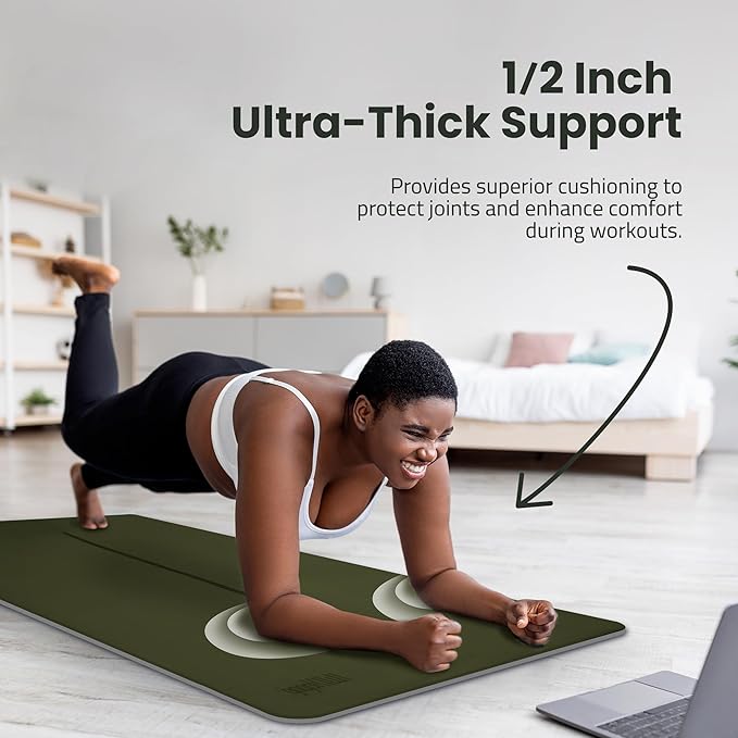 Extra Wide Yoga Mat for Men Women (72"L x 36"W) Non Slip Fitness & Exercise Mat with Alignment Marks for Yoga, Pilates, Floor Workouts-GravixFit