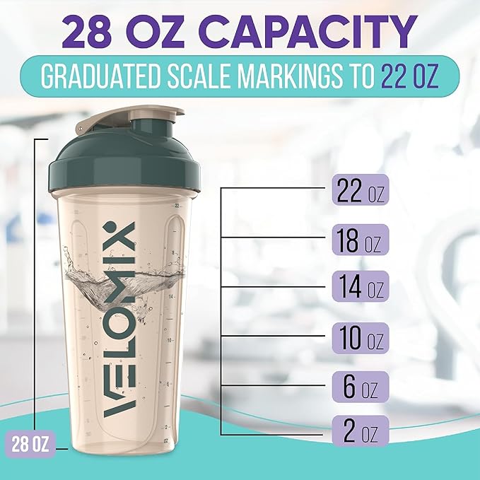 '-2 Pack- 28 oz Protein Shaker Bottles for Protein Mixes - 2x Wire Whisk | Leak Proof Shaker Cups for Protein Shakes | Protein Shaker Bottle Pack | Shakers for Protein Shakes-Blue&Beige-GravixFit