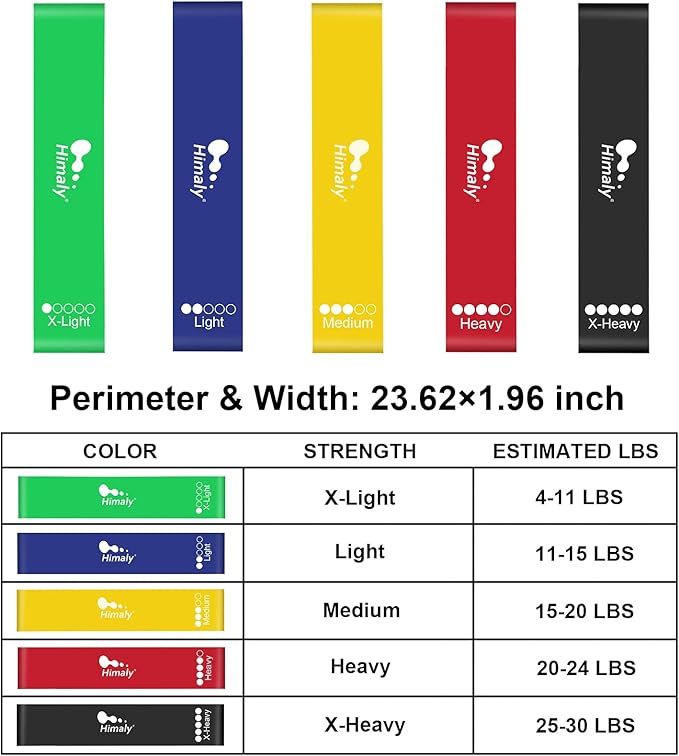 Resistance Bands Set, Himaly Exercise Bands Strength Training Fitness Bands Workout Elastic Bands with Legs Ankle Straps, Door Anchor, Handles & Carry Bag for Home Outdoor Workouts-GravixFit