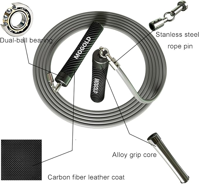 1lb Weighted Jump Ropes for Women & Men with 1/2 Pound Jump Rope Cable & Thicker Leather Jump Rope Weighted Handles, Best for Fitness, High-Intensity Strength Workouts