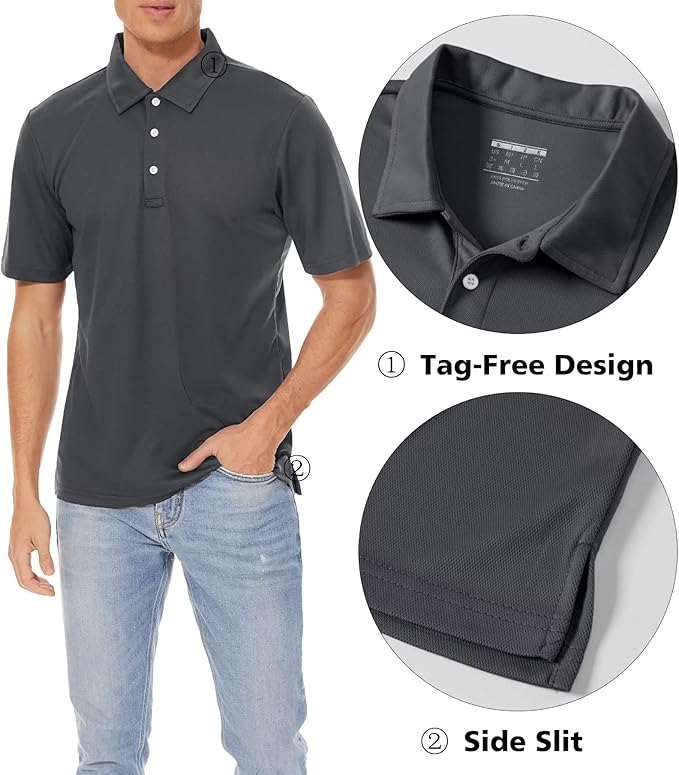 MAGCOMSEN Men's Polo Shirts 3 Buttons Casual Work T Shirts Quick Dry Short Sleeve Golf Shirt Pique Jersey Outdoor Performance-GravixFit