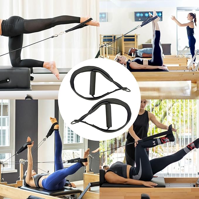 Pilates Double Loop Straps for Reformer, D Ring Straps Handle, Yoga Exercise Straps, 2 PCS-GravixFit