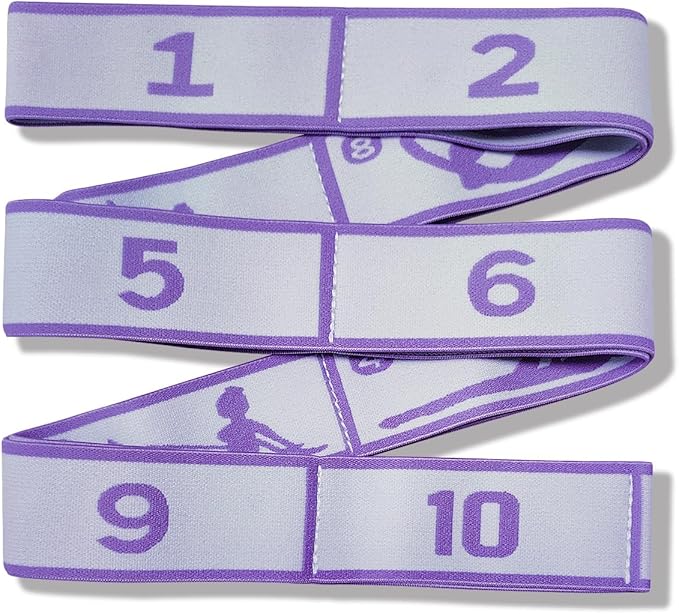 Aozora Stretch Bands for Exercise, Elastic Yoga Stretching Strap, Flex Strap 10 Loops for Physical Therapy, Pilates, Yoga, Dance & Gymnastics Exercise and Flexible Pilates Stretch Band-GravixFit