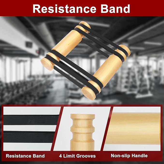 Upgraded Rip Stick - Wooden Rpistick with 6 Elastic Band, Arm Exercise Equipment, Shoulder and Resistance Training, Chest and Core Workout Equipment, Muscle Building Accessories, Home, Gym, Adjustable-GravixFit