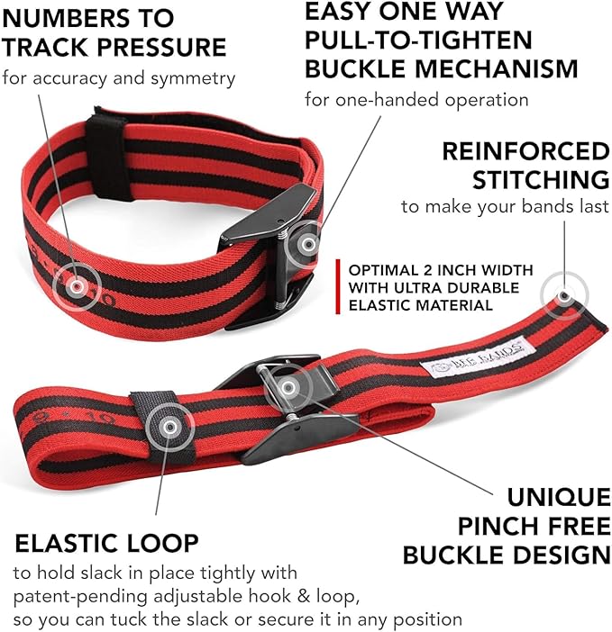 Bands Blood Flow Restriction Bands for Arms Legs & Glutes Extra Wide 2" Straps for Occlusion Training Quick-Release Elastic Strap Ideal for Muscle Growth Without Heavy Weights-GravixFit