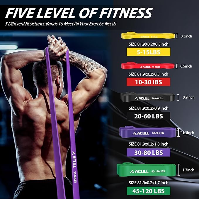 Resistance Bands for Working Out, Pull Up Assistance Bands, Exercise Workout Bands Set for Men Women, Stretch Bands for Physical Therapy, Muscle Training, Home Workouts-GravixFit