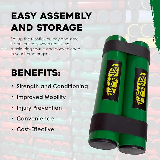 RipStick, Workout Equipment for Joint Rehab, Shoulder and Resistance Training, Muscle Building and Core Workout Equipment with 6 Adjustable Resistance Bands-GravixFit