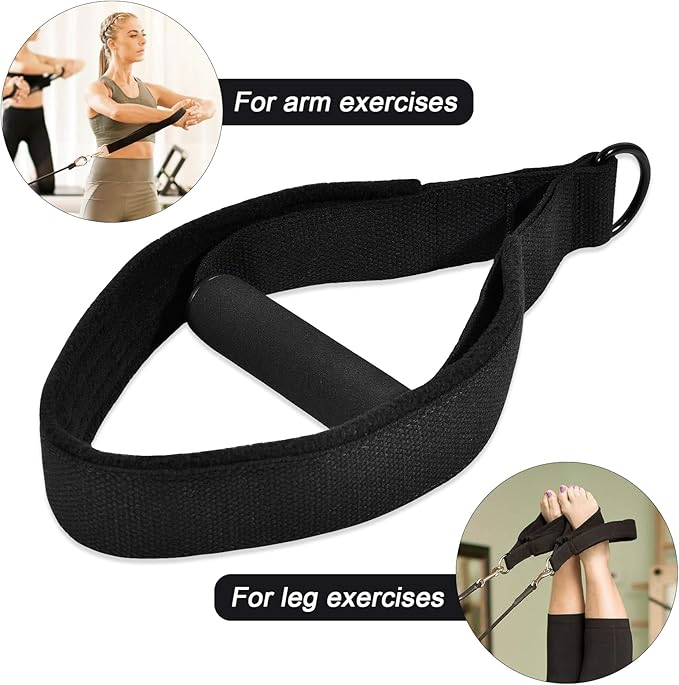 Pilates Double Loop Straps for Reformer, D Ring Straps Handle, Yoga Exercise Straps, 2 PCS-GravixFit