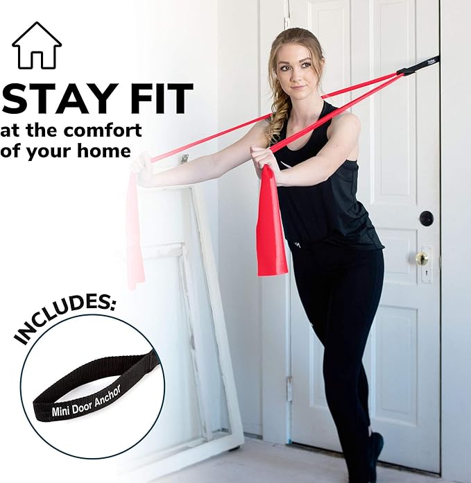 7Ft Long Resistance Bands for Stretching - Resistance Bands Set with Door Anchor - Exercise Bands Including Carry Pouch, E-Book & App - Latex-Free Workout Bands-GravixFit