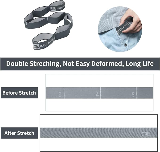 Premium Durable Stretch Straps with Loops, Stretching Strap for Physical Therapy, Multi-Loop Yoga Strap Fitness Exercise Strap for Yoga, Pilates, Dance, Flexibility&Exercise-GravixFit